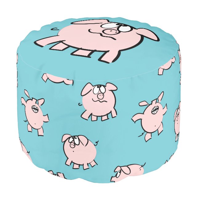Funny 2 Cartoon pattern Pig  Year 2019 Pouf (Angled Front)