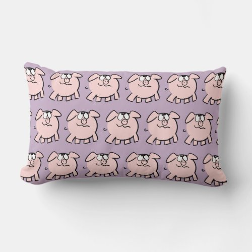 Funny 2 Cartoon Pig Choose Color Lumbar Pillow