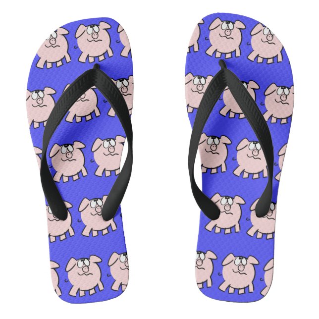 Funny 2 Cartoon Pig Choose Color Men Flip Flop (Footbed)