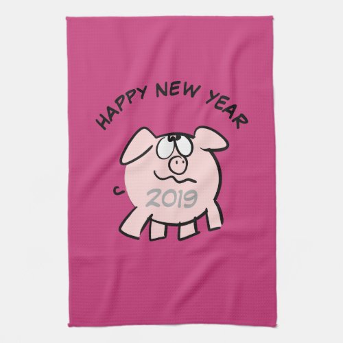 Funny 2 Cartoon Pig Year 2019 Kitchen Towel