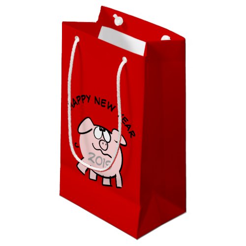 Funny 2 Cartoon Pig  Year 2019 Small Gift Bag