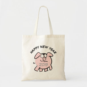 Funny 2 Cartoon Pig Year 2019 tote Bag
