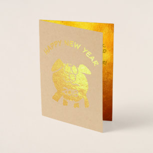 Funny 2 Cartoon Pig Year Zodiac Birthday Luxury GC Foil Card