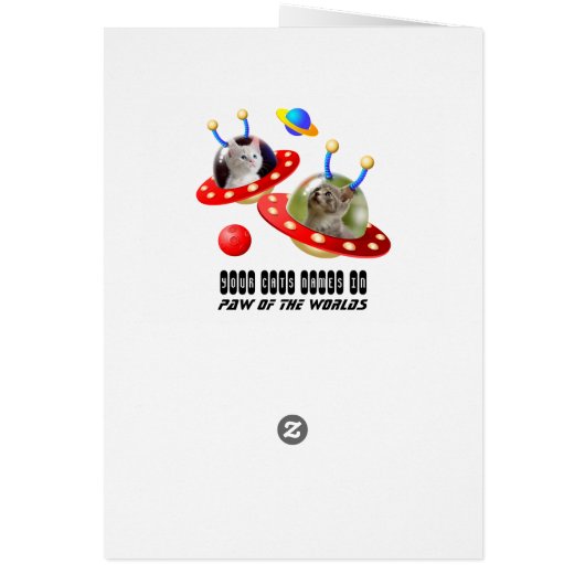 Funny 2 Cats Sci Fi UFO Cat Scene Alien Spaceship (Back)