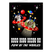 Funny 2 Cats Sci Fi UFO Cat Scene Alien Spaceship (Front)