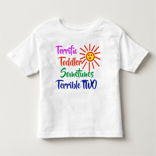 Funny 2 Year Old Kid Terrific Toddler Terrible Two Toddler T_shirt