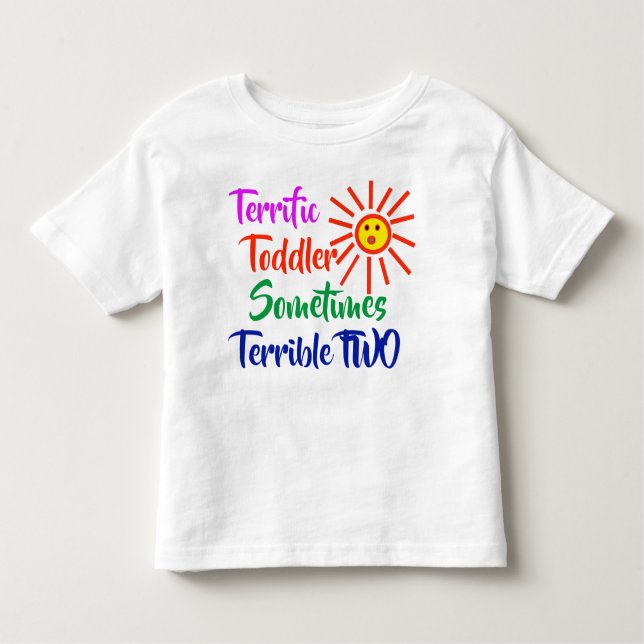 Funny 2 Year Old Kid Terrific Toddler Terrible Two Toddler T-shirt (Front)