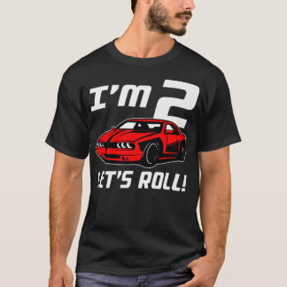 Funny 2nd Birthday Gift Boys Toddlers Race Car 2 Y T-Shirt