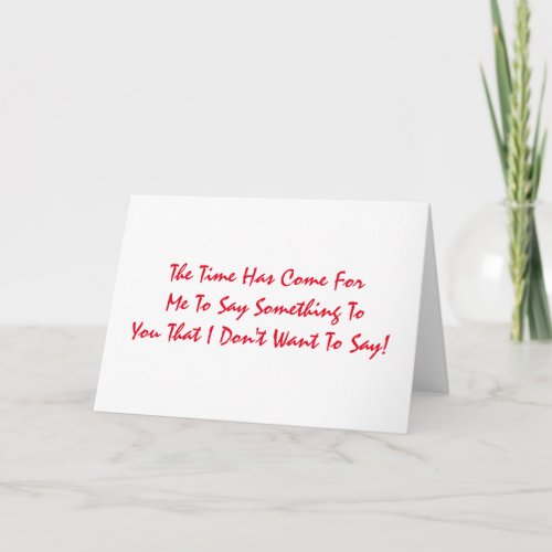 Funny 30th birthday red on white card
