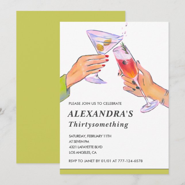Funny 31st birthday Party invitations Cocktail  (Front/Back)