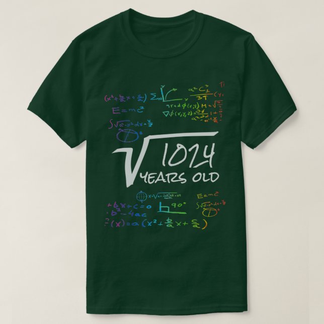 Funny 32th Birthday Math Design Square Root of 102 T-Shirt (Design Front)