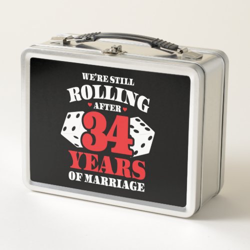 Funny 34th Anniversary Couples Married 34 Years Metal Lunch Box