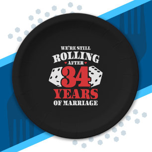 Funny 34th Anniversary Couples Married 34 Years Paper Plates