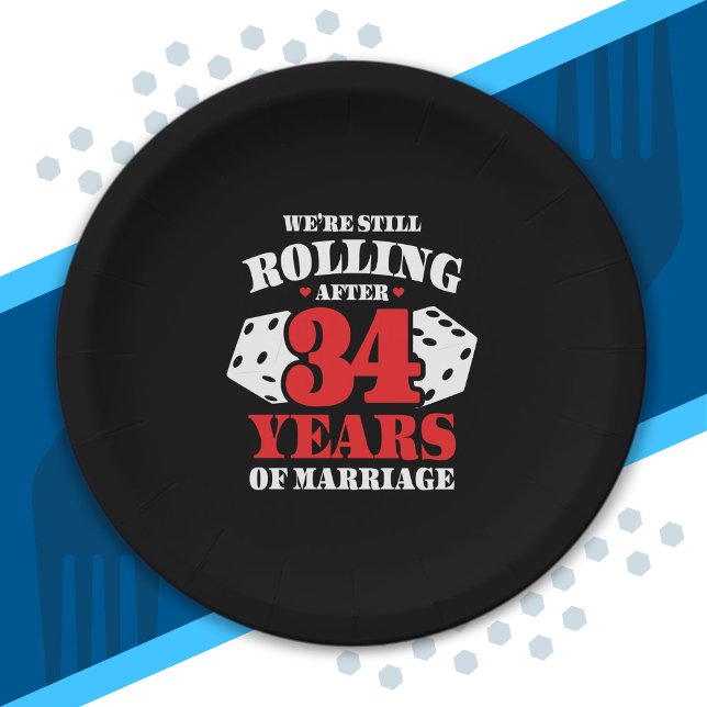 Funny 34th Anniversary Couples Married 34 Years Paper Plates (Creator Uploaded)