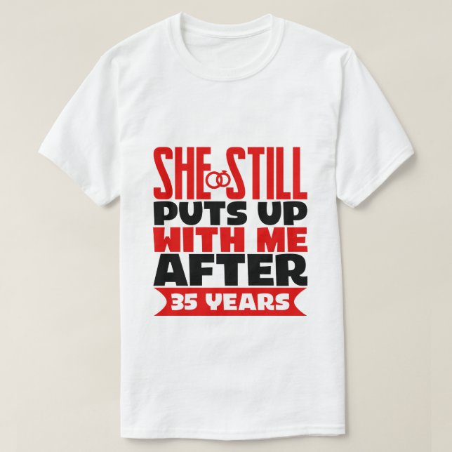 funny 35th Anniversary word art Husband T-Shirt (Design Front)