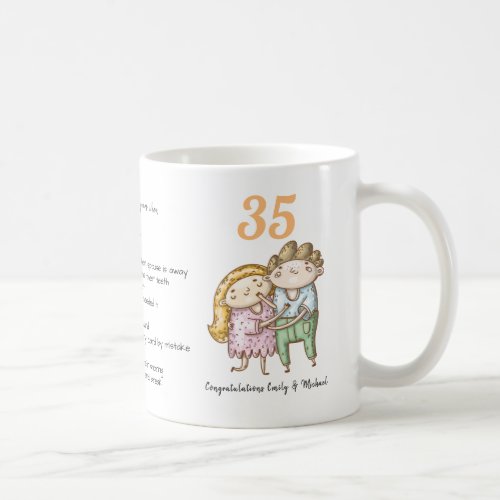 FUNNY 35th Wedding Anniversary Coral Customize Coffee Mug