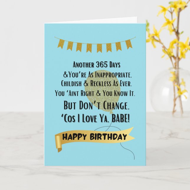 Funny 365 Days to Be a Better Person Birthday Card (Yellow Flower)