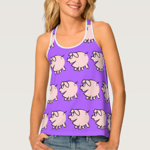 Funny 3 Cartoon Illustration Pig Choose Color Top