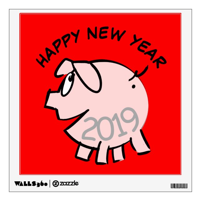 Funny 3 Cartoon Illustration Pig  Year 2019 Decal (Front)