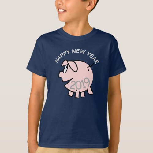 Funny 3 Cartoon Illustration Pig  Year 2019 Kids T T_Shirt