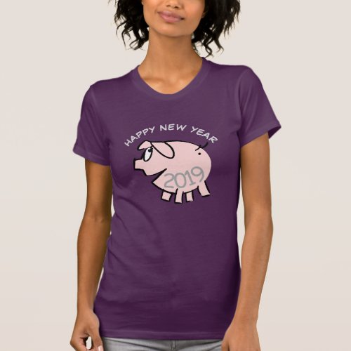 Funny 3 Cartoon Illustration Pig  Year 2019 Woman T_Shirt