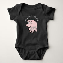 Funny 3 Cartoon Illustration Pink Pig  2019 Baby B Baby Bodysuit