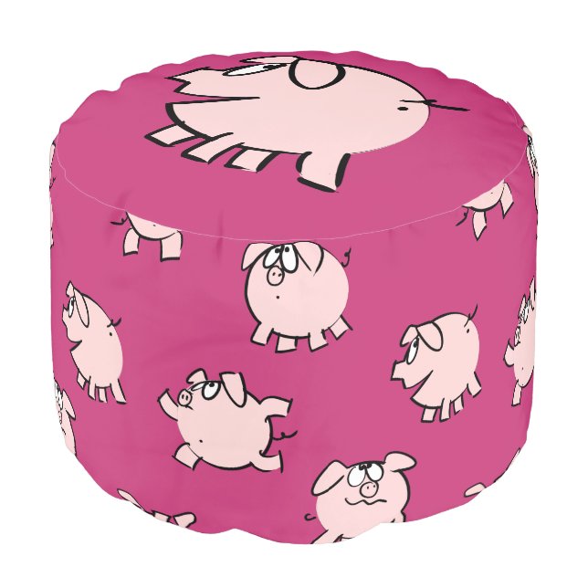 Funny 3 Cartoon pattern Pig  Year 2019 Pouf (Angled Front)