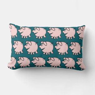Funny 3 Cartoon Pig Choose Color Lumbar Pillow