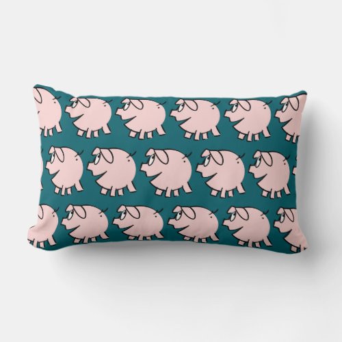 Funny 3 Cartoon Pig Choose Color Lumbar Pillow