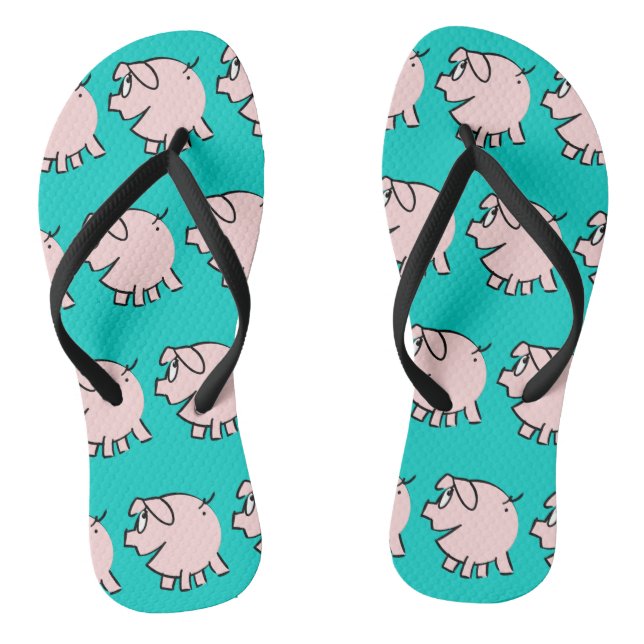 Funny 3 Cartoon Pig Choose Color Women Flip Flop (Footbed)