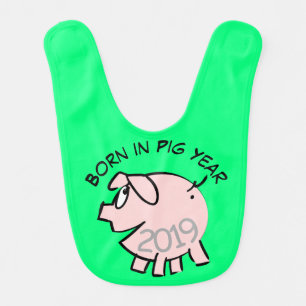 Funny 3 Cartoon Pink Pig  2019 Choose color Baby B Bib