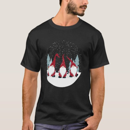 Funny 3 Nordic Gnomes Winter Christmas Swedish Cut T_Shirt