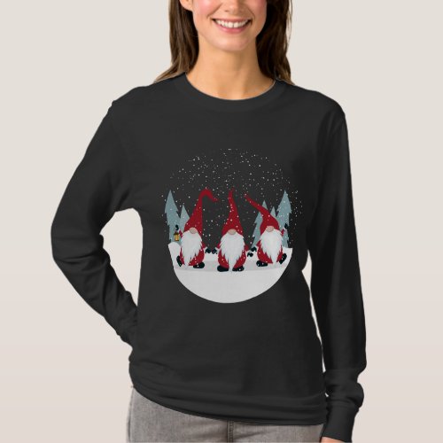 Funny 3 Nordic Gnomes Winter Christmas Swedish Cut T_Shirt