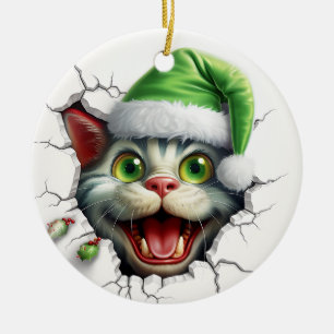 Funny 3d Cat Ceramic Ornament