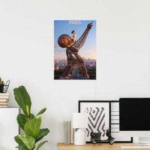 Funny 3D Eiffel Tower Paris Poster