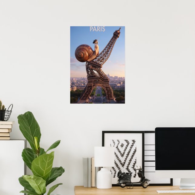 Funny 3D Eiffel Tower Paris Poster (Home Office)