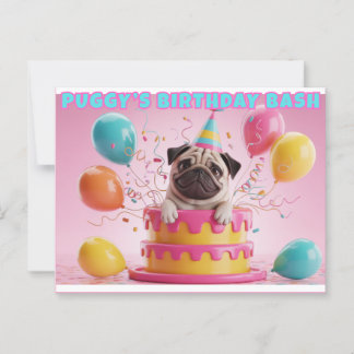 Funny 3D Pug Birthday Card | Cute Dog Party
