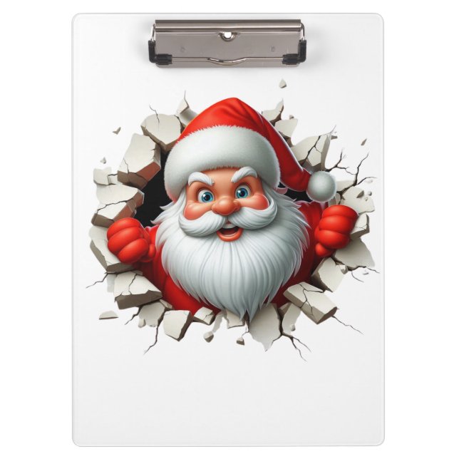 Funny 3D Santa Claus Christmas Holiday Design Clipboard (Front)