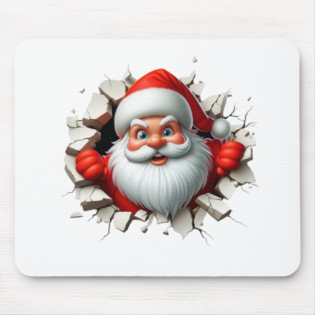 Funny 3D Santa Claus Christmas Holiday Design Mouse Pad (Front)