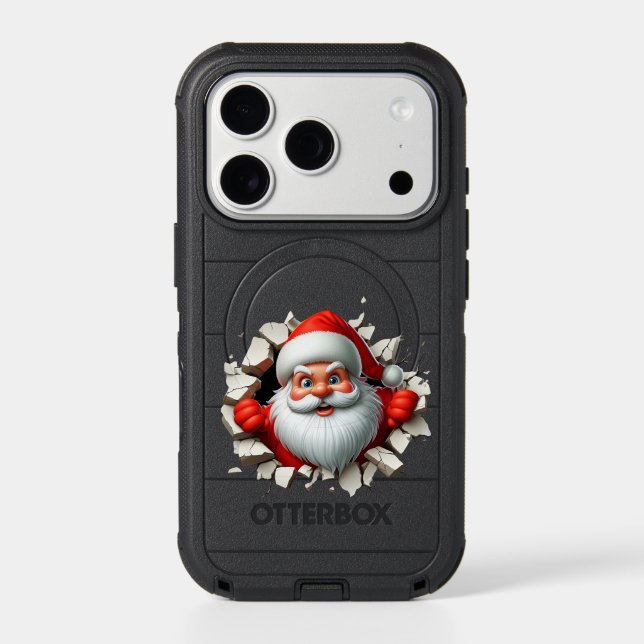 Funny 3D Santa Claus Christmas Holiday Design Otterbox iPhone Case (Back)