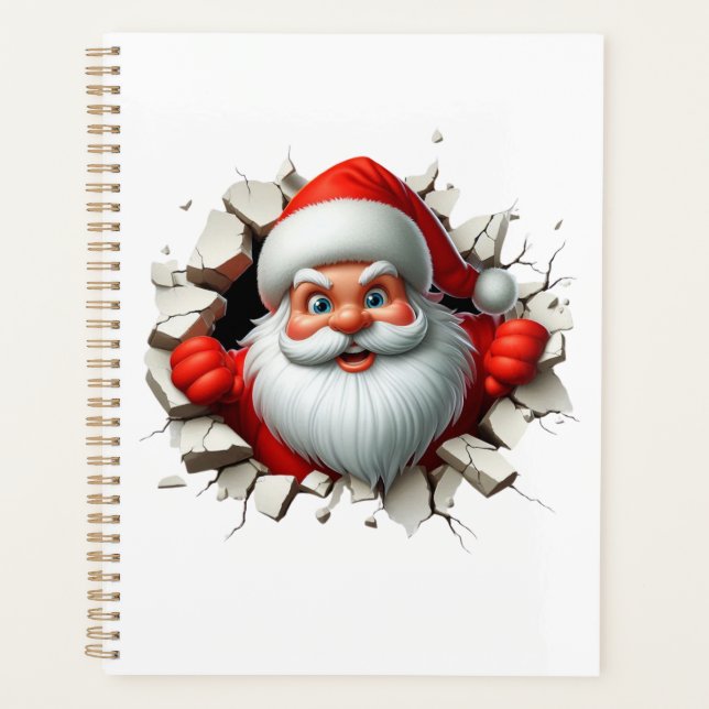 Funny 3D Santa Claus Christmas Holiday Design Planner (Front)