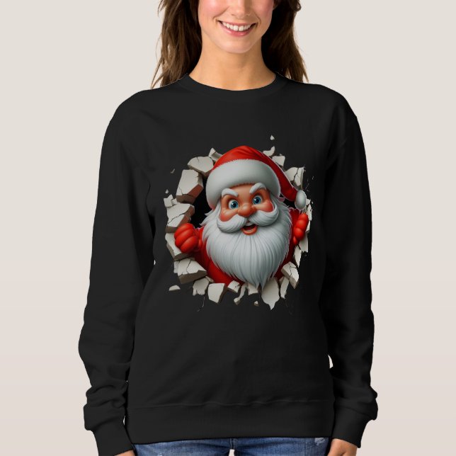 Funny 3D Santa Claus Christmas Holiday Design Sweatshirt (Front)