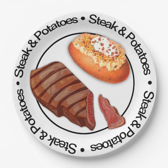 Funny 3D Steak & Potatoe Paper Plate (Front)