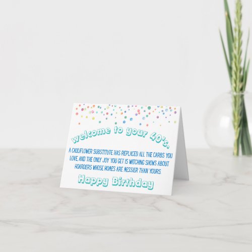 Funny 40 Birthday Card - 40th Birthday