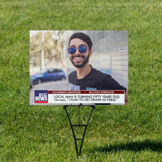 Funny 40th 50th 60th Birthday 📺 FAKE TV News  Sign (Insitu)