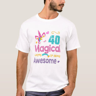 Funny 40Th Birthday Awesome 40 Years Old Unicorn C T-Shirt