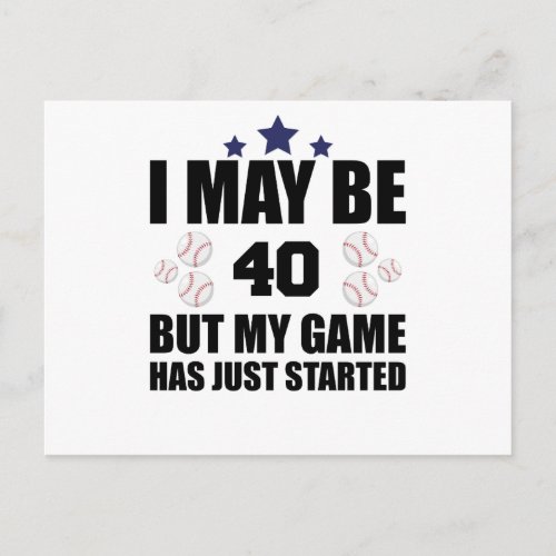 Funny 40th Birthday Baseball Fan 40 Year Old Birth Postcard