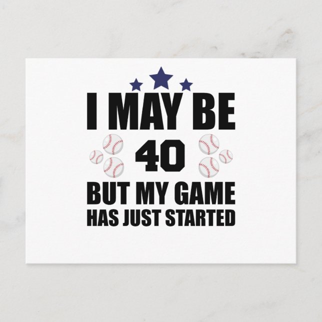 Funny 40th Birthday Baseball Fan 40 Year Old Birth Postcard (Front)