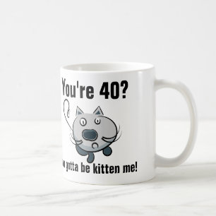 Funny 40th birthday, cat coffee mugs