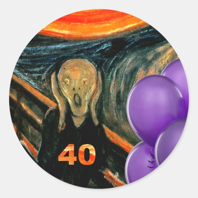Funny 40th Birthday Classic Round Sticker (Front)